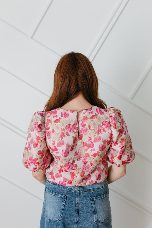 Puff Sleeve Flower Print Top