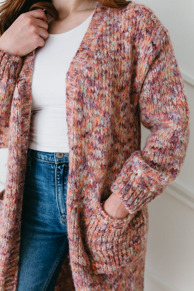 Wine Multi Bubble Sleeve Cardigan