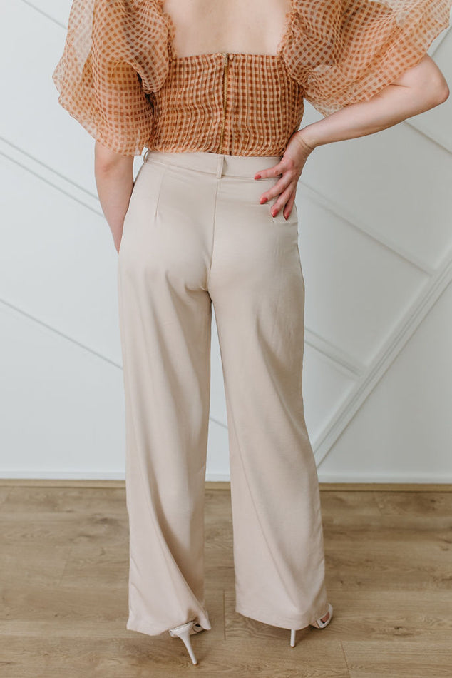 Light Beige Straight Wide Leg Pant