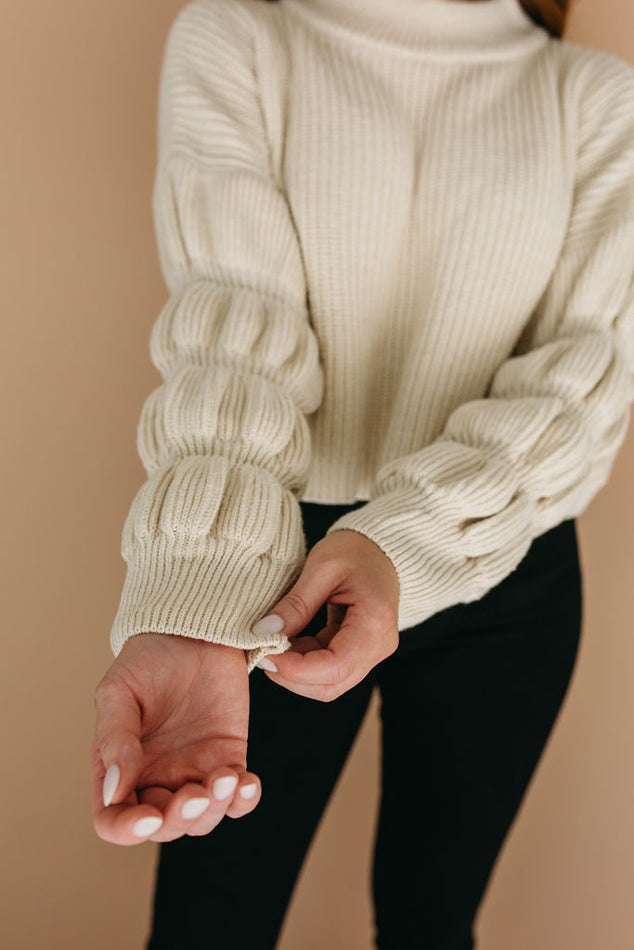 Oatmeal Puff Sleeve Sweater