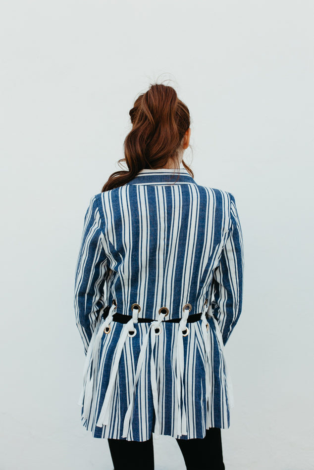 Stripe Denim Collar Jacket