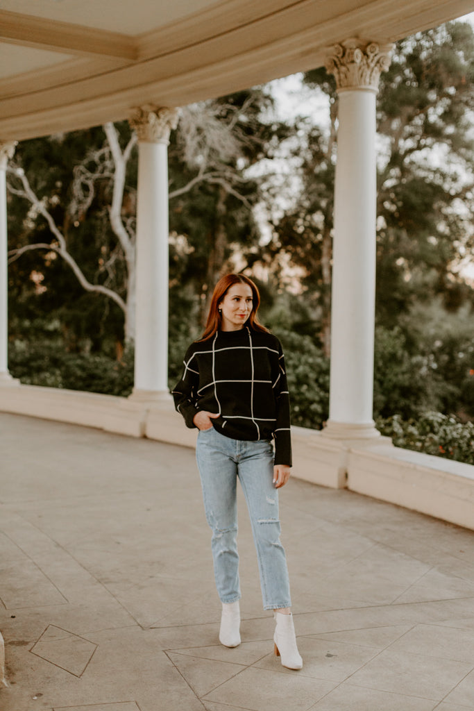 Black grid sweater sale