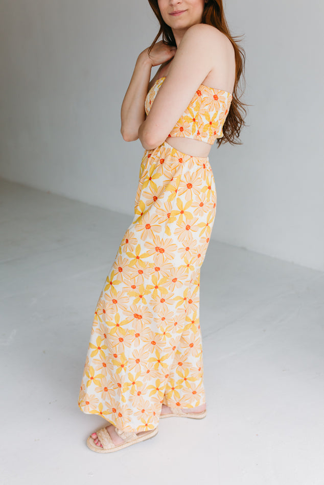 Orange Floral Jumpsuit