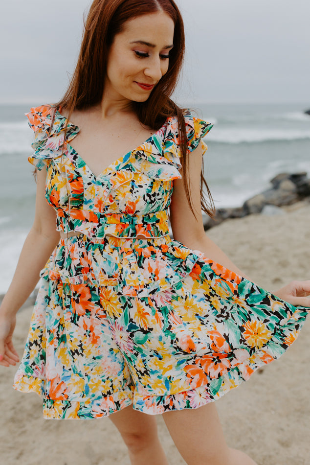 Floral Back Tie Romper