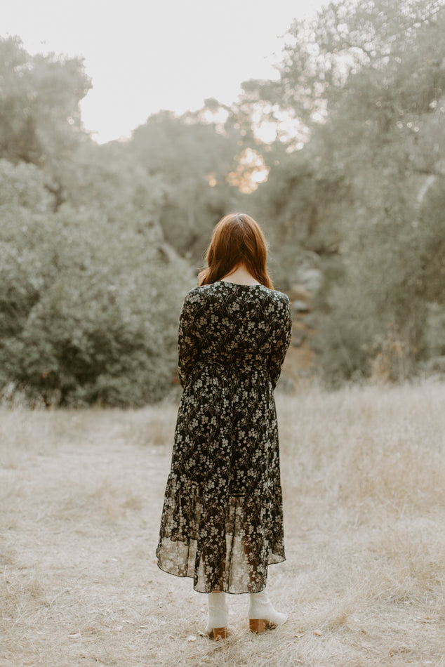 Floral Print Chiffon Dress