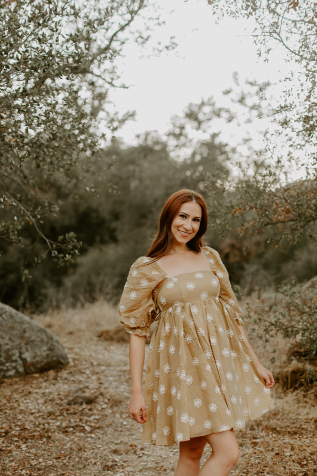 Dark Yellow Floral Dress