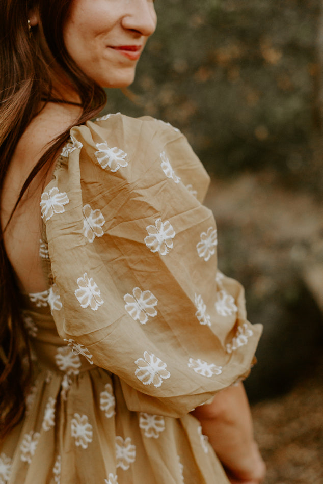 Dark Yellow Floral Dress